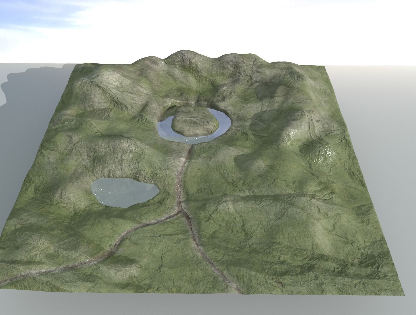TERRAIN piece of paper with circle 3D model_7