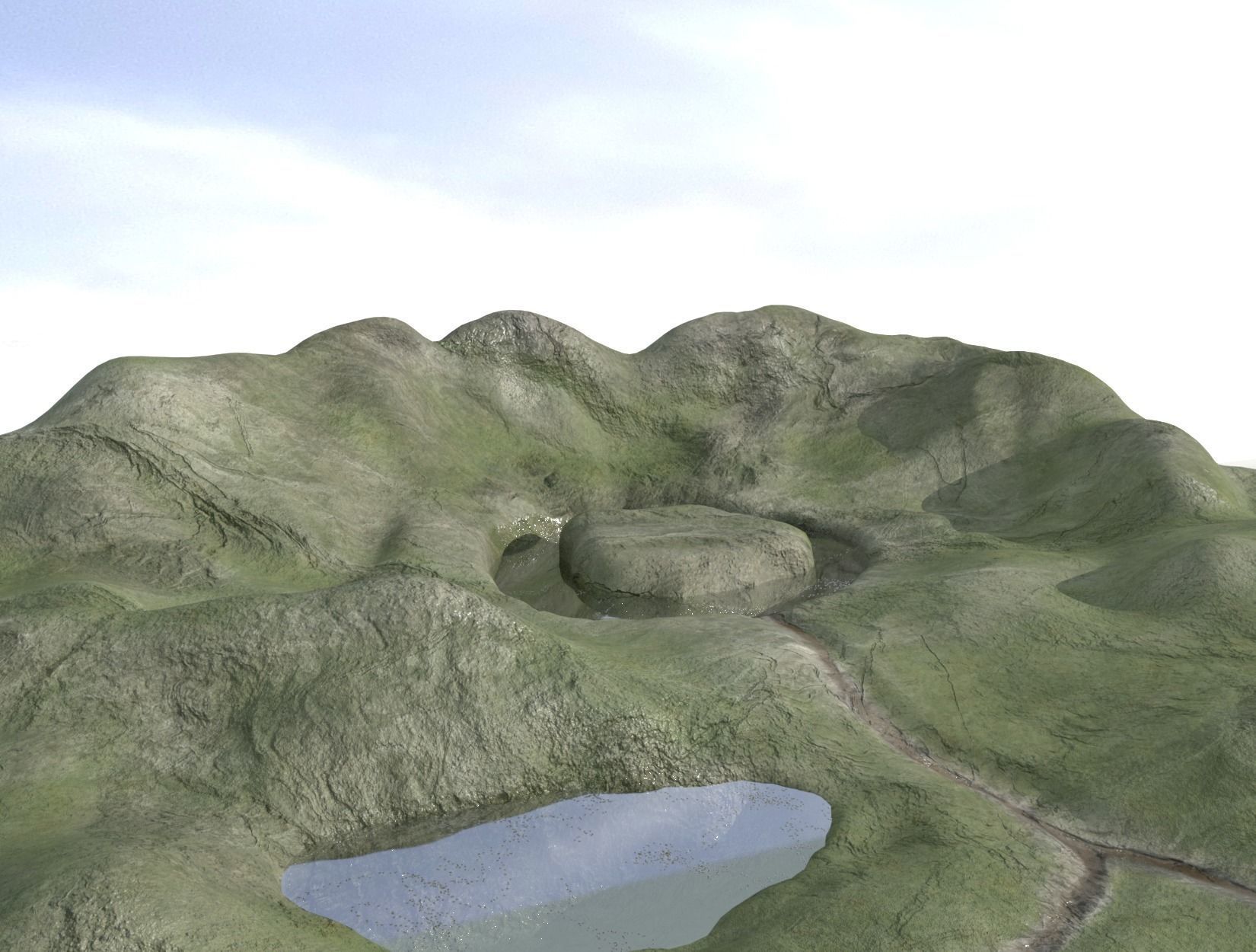 TERRAIN piece of paper with circle 3D model_3