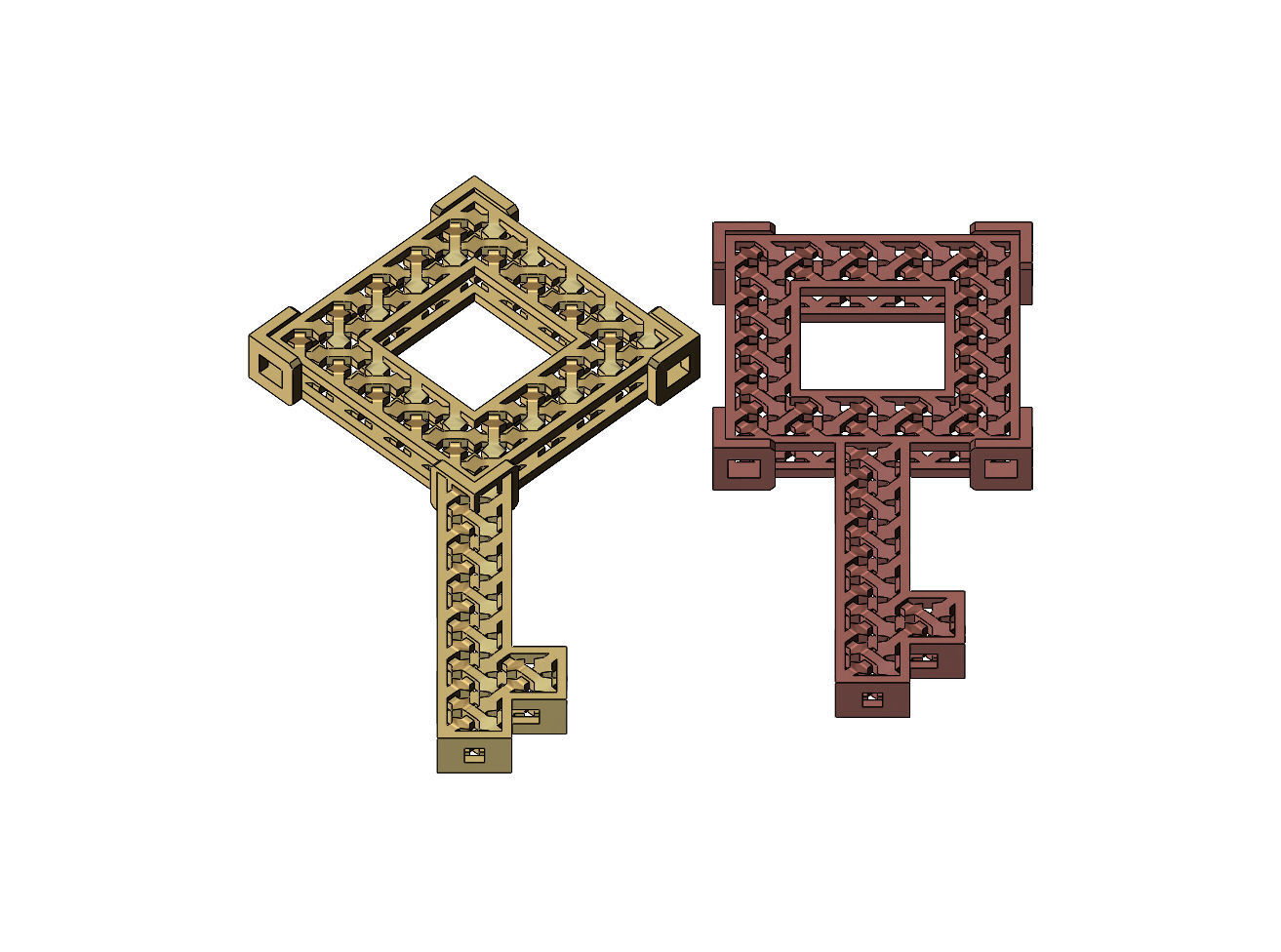 Moucharabieh keys pendants 3D print model_4