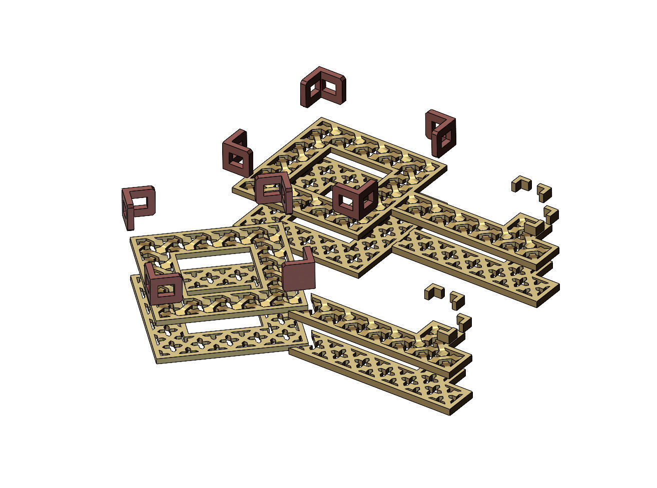 Moucharabieh keys pendants 3D print model_5