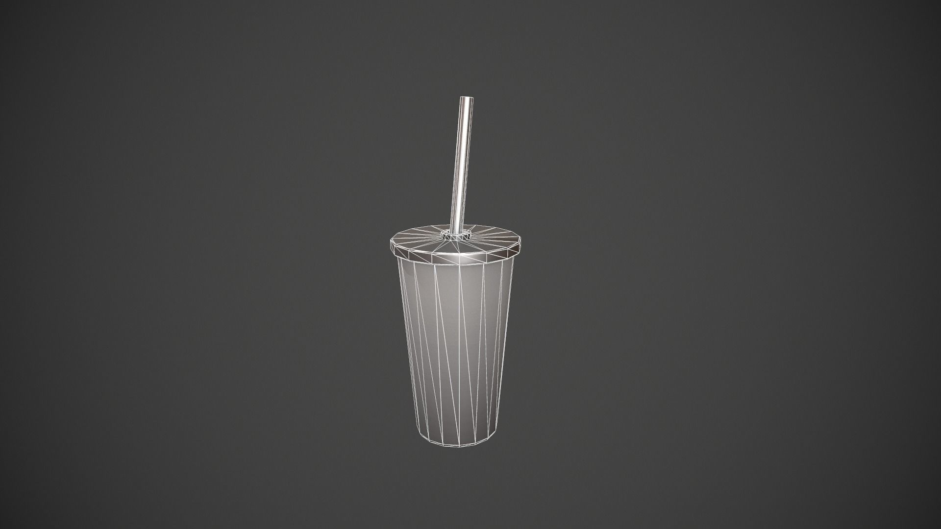 Grey Tumbler with Straw Low-poly 3D model_8