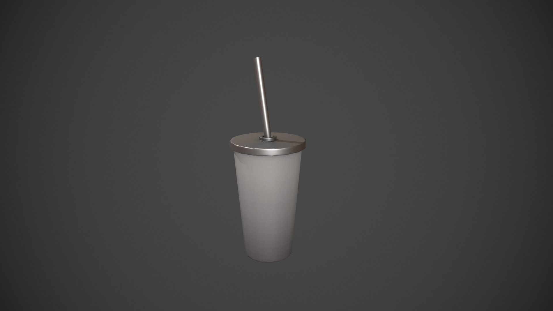 Grey Tumbler with Straw Low-poly 3D model_2
