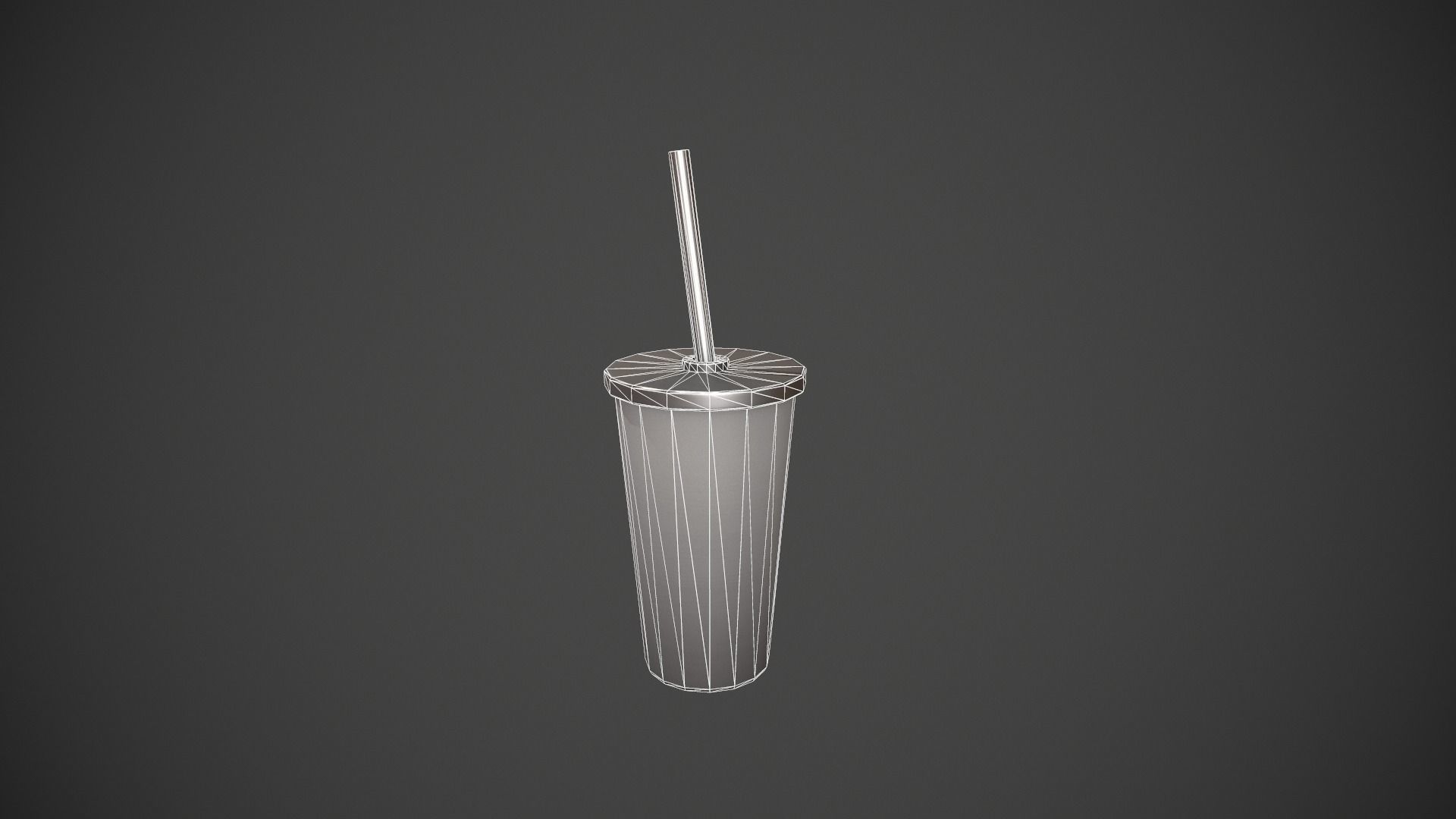 Grey Tumbler with Straw Low-poly 3D model_11