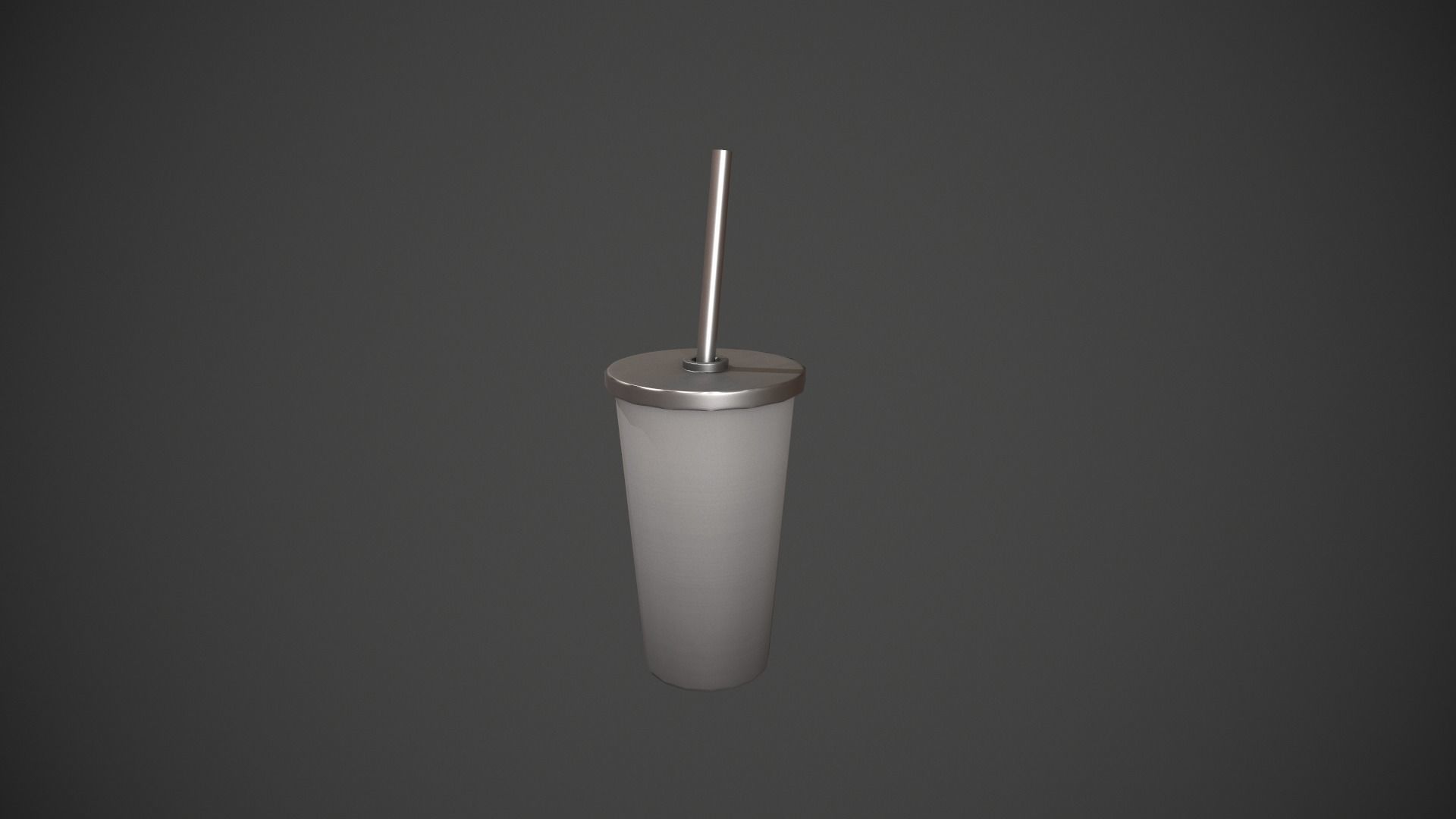 Grey Tumbler with Straw Low-poly 3D model_7