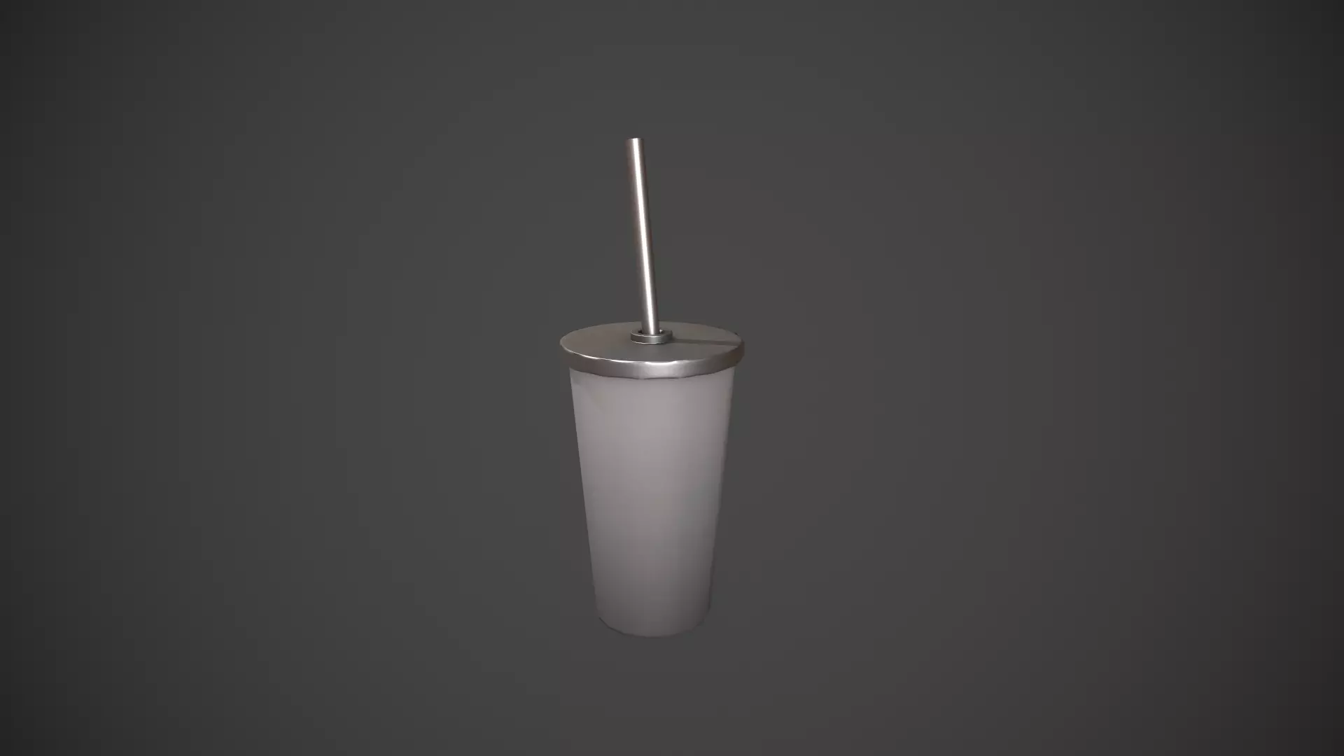 Grey Tumbler with Straw Low-poly 3D model_0