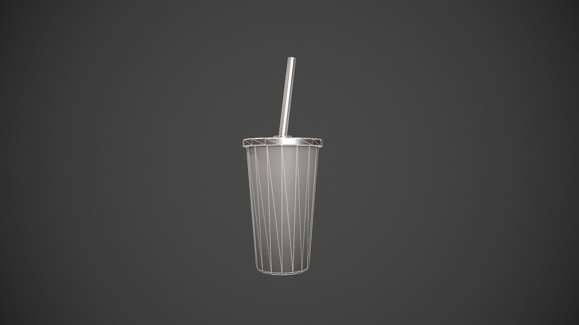 Grey Tumbler with Straw Low-poly 3D model_19