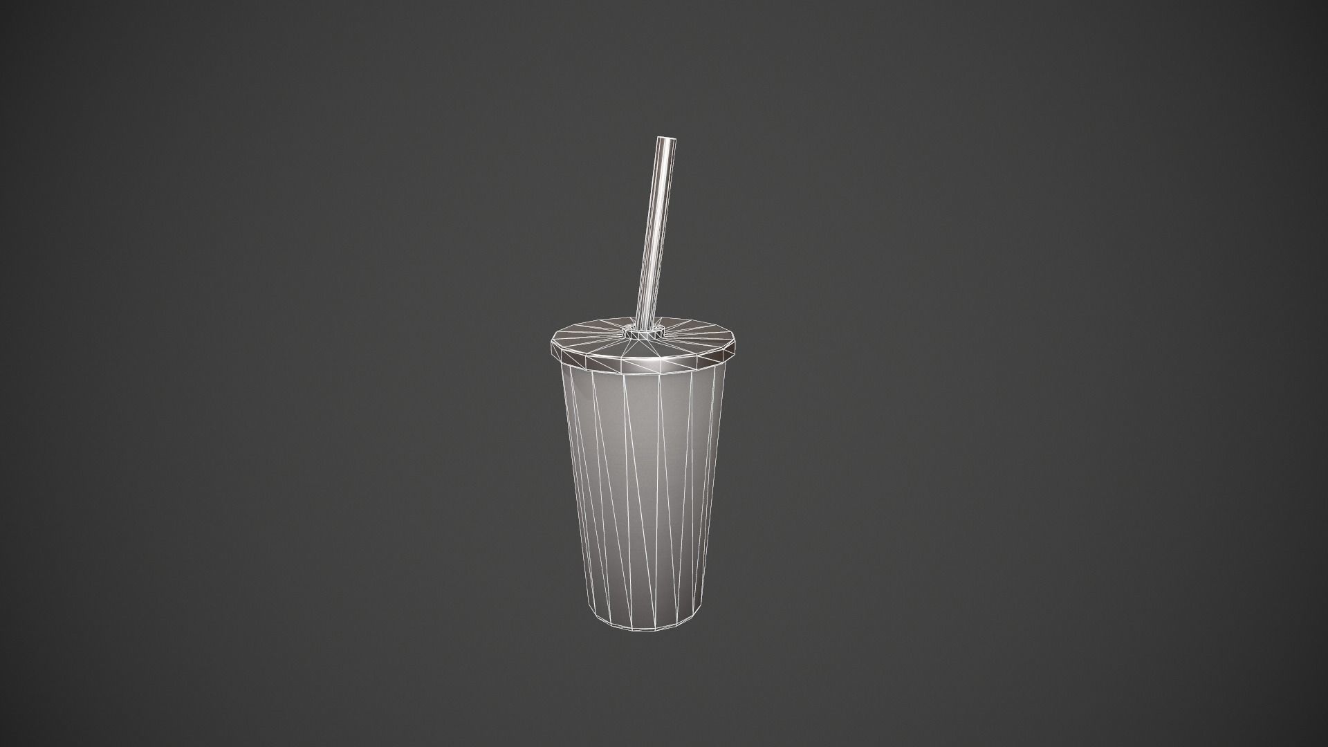 Grey Tumbler with Straw Low-poly 3D model_15