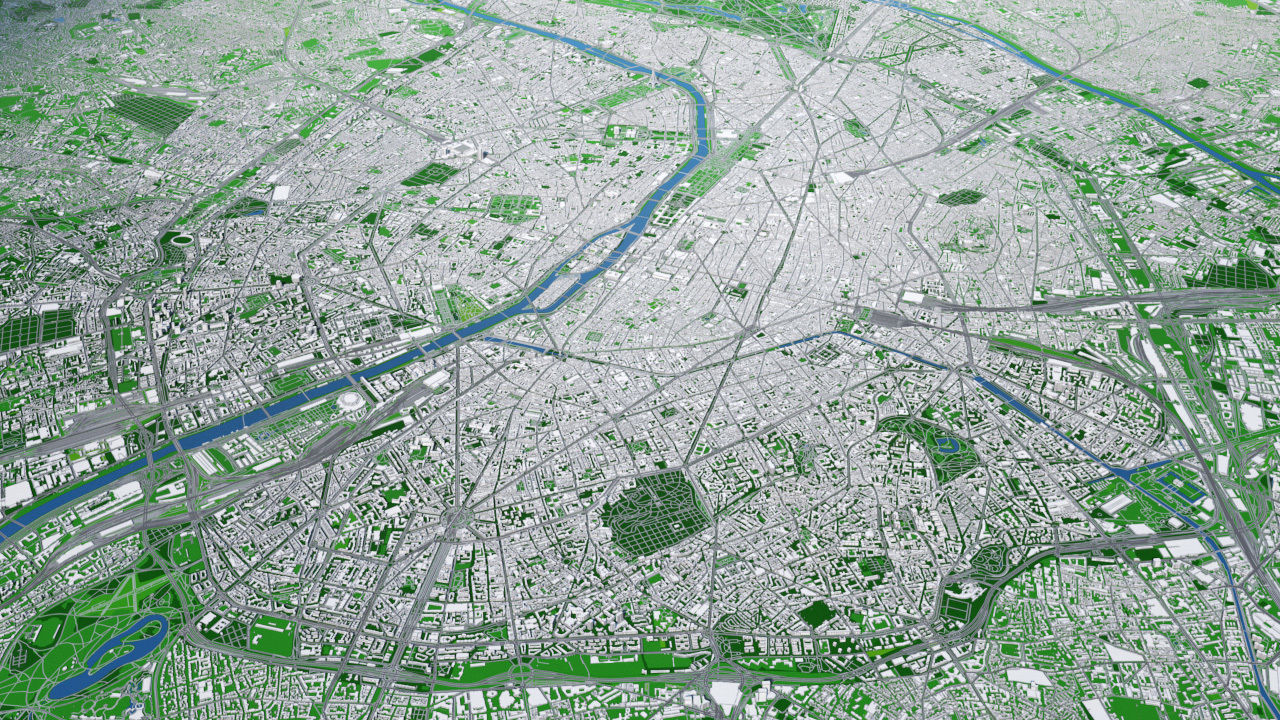Paris City  And Surroundings France Low Poly VR AR  Low-poly 3D model_21