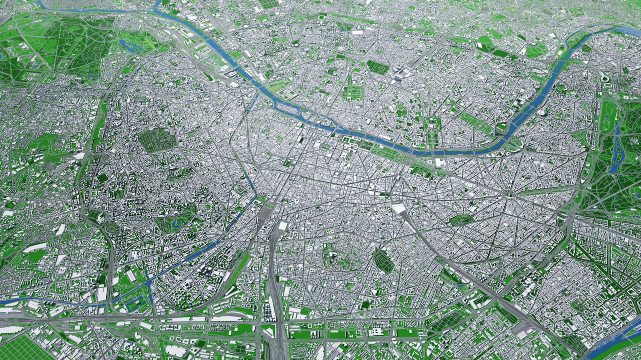 Paris City  And Surroundings France Low Poly VR AR  Low-poly 3D model_18