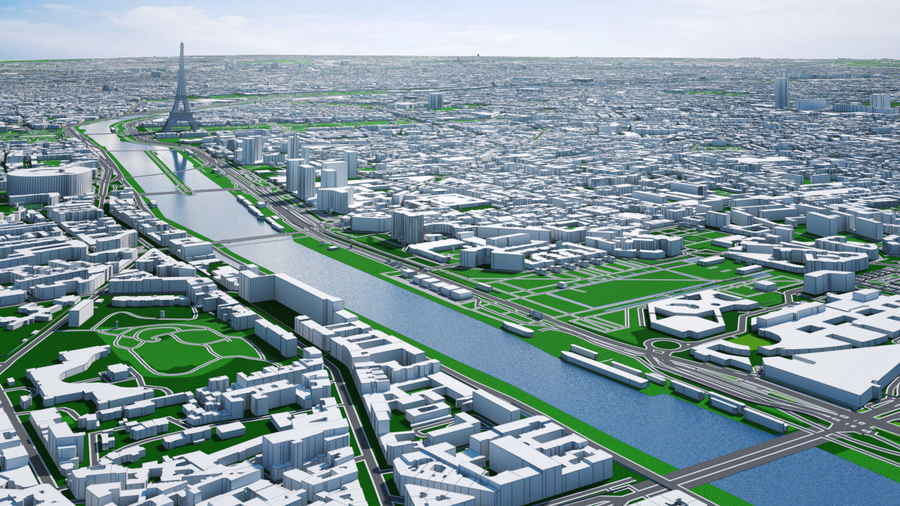 Paris City  And Surroundings France Low Poly VR AR  Low-poly 3D model_2