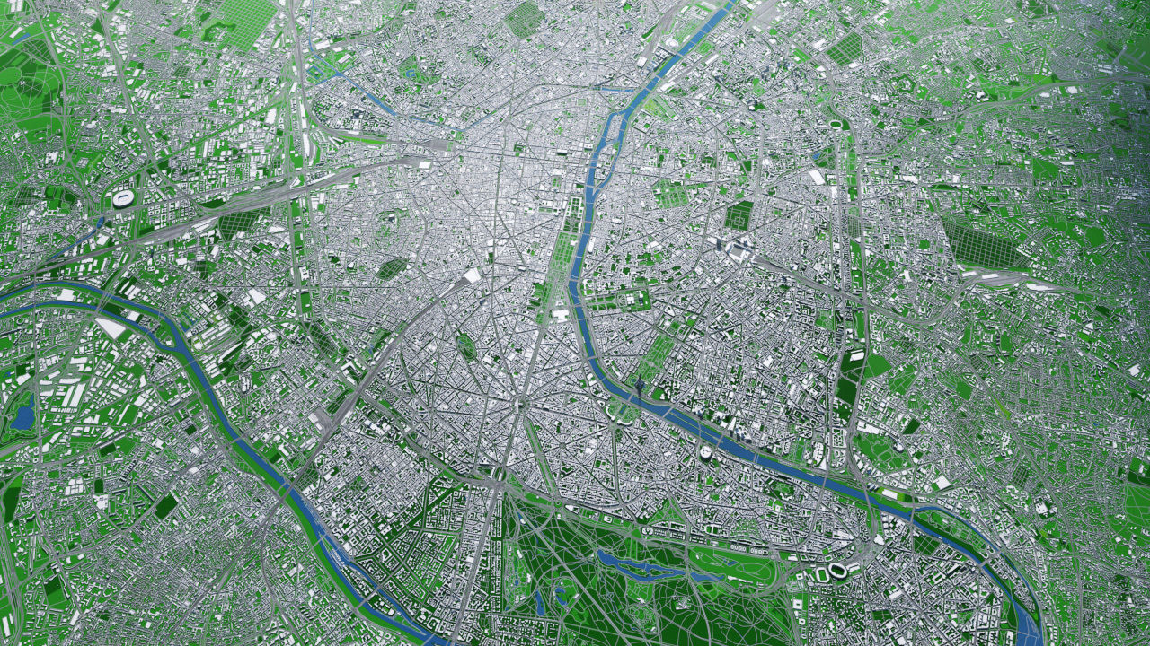 Paris City  And Surroundings France Low Poly VR AR  Low-poly 3D model_17