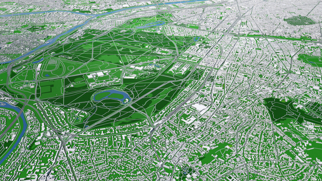 Paris City  And Surroundings France Low Poly VR AR  Low-poly 3D model_20