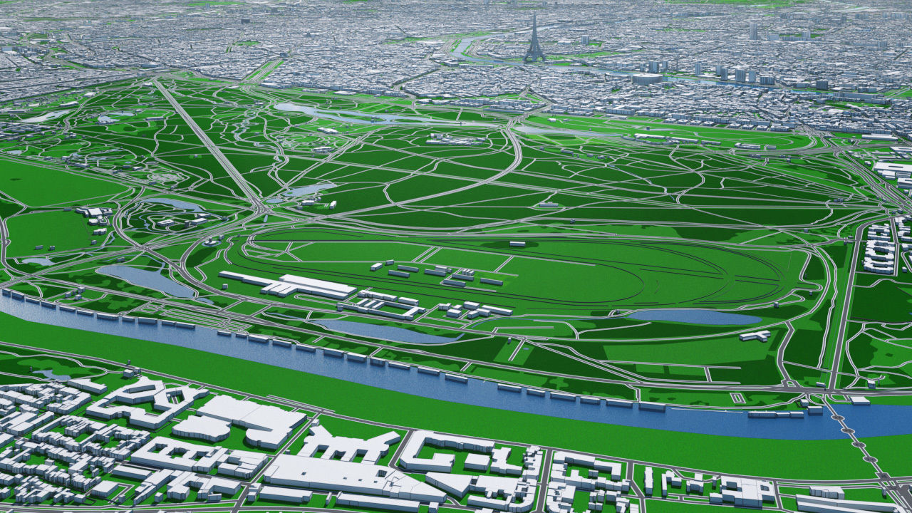 Paris City  And Surroundings France Low Poly VR AR  Low-poly 3D model_12