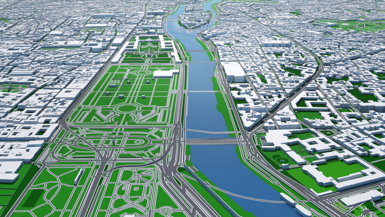 Paris City  And Surroundings France Low Poly VR AR  Low-poly 3D model_11