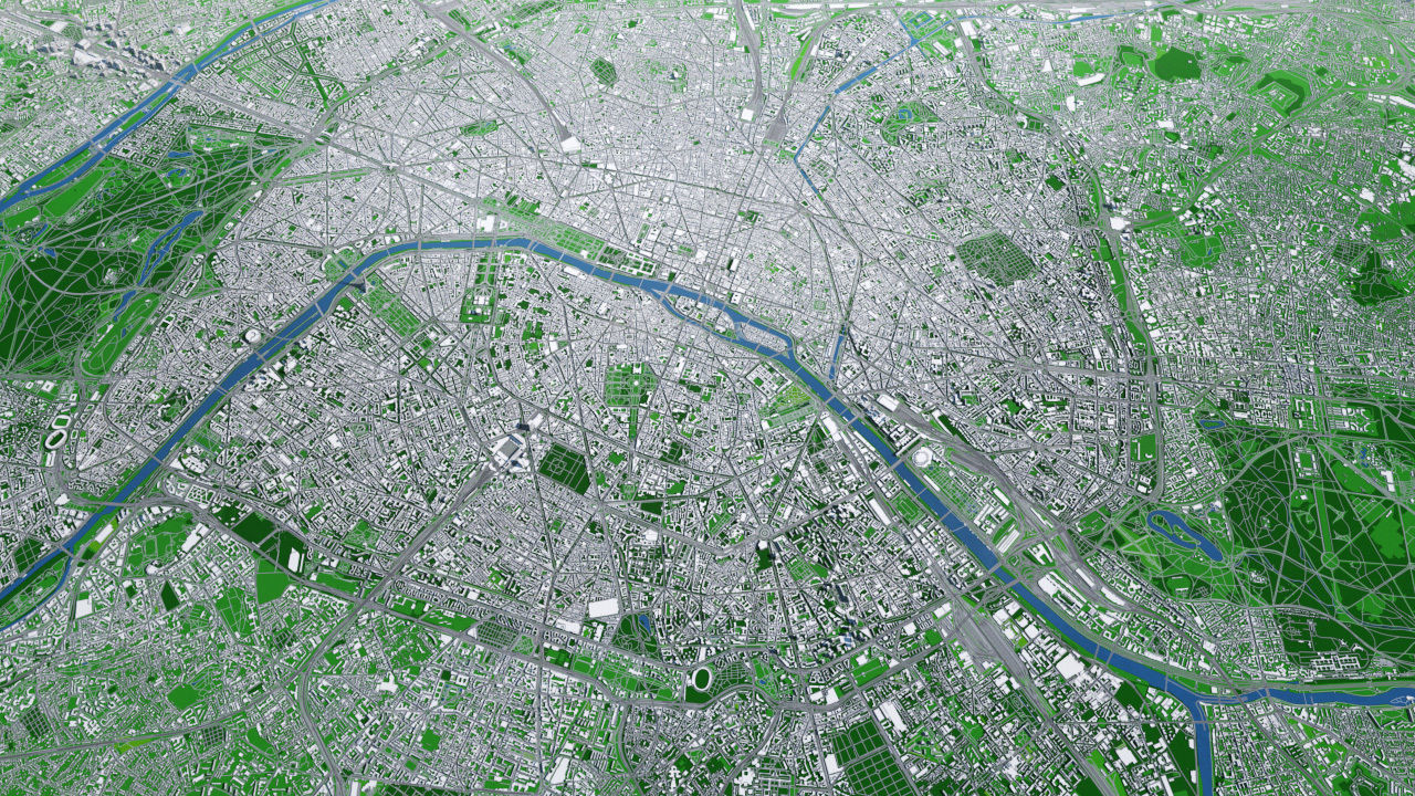 Paris City  And Surroundings France Low Poly VR AR  Low-poly 3D model_19