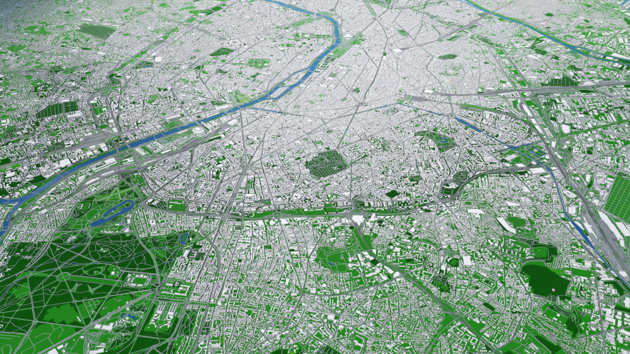 Paris City  And Surroundings France Low Poly VR AR  Low-poly 3D model_15