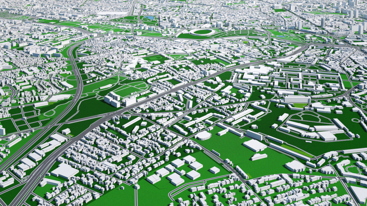 Paris City  And Surroundings France Low Poly VR AR  Low-poly 3D model_7