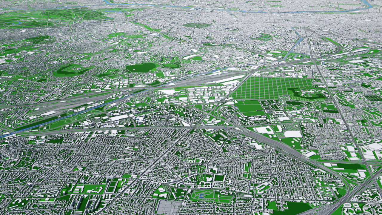 Paris City  And Surroundings France Low Poly VR AR  Low-poly 3D model_14