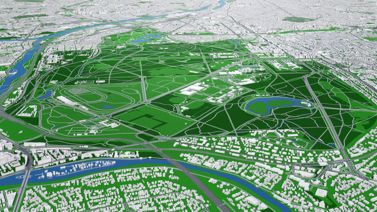 Paris City  And Surroundings France Low Poly VR AR  Low-poly 3D model_13
