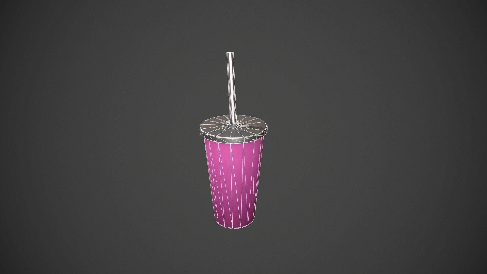 Pink Tumbler with Straw Low-poly 3D model_10