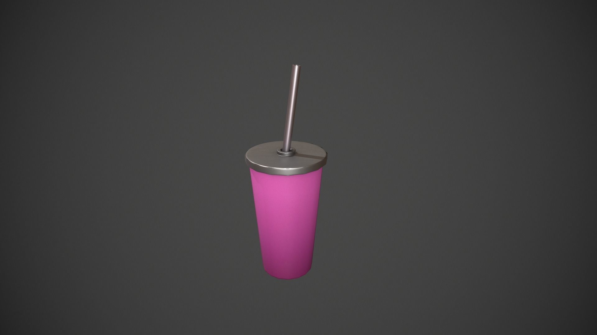 Pink Tumbler with Straw Low-poly 3D model_6