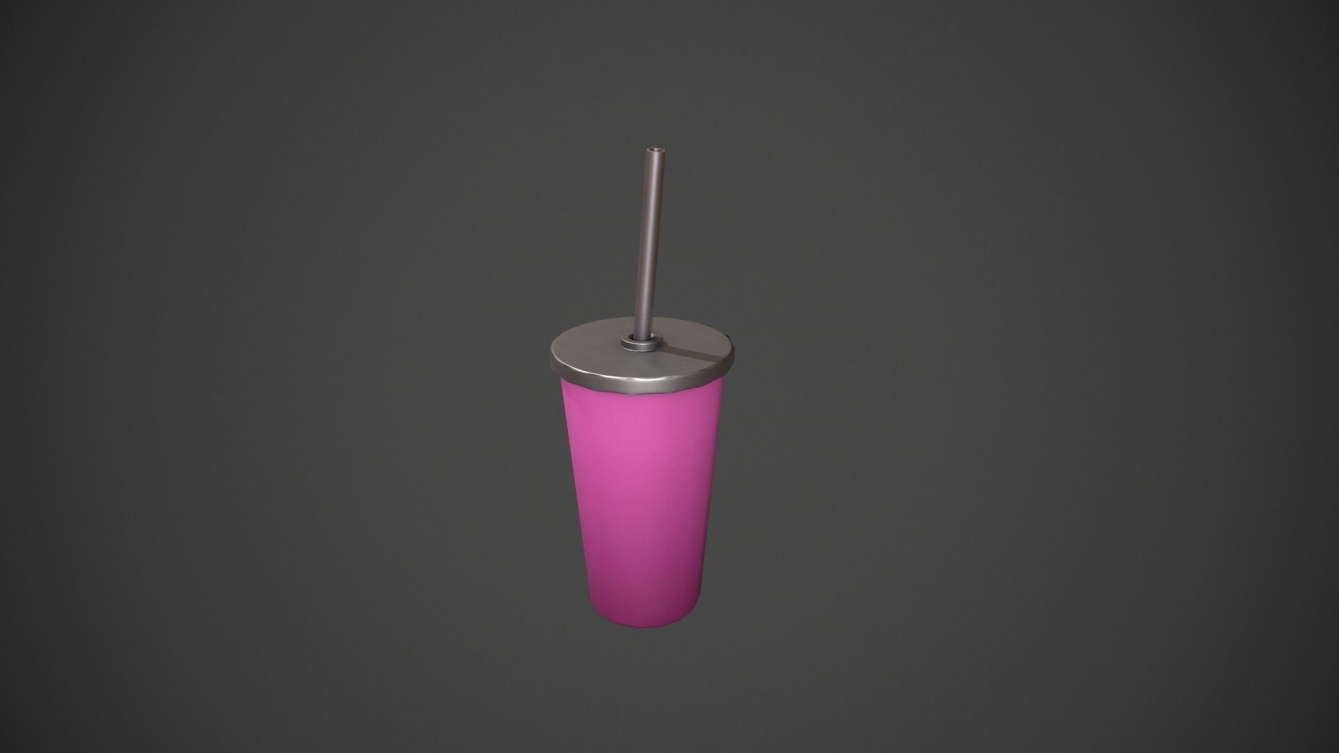 Pink Tumbler with Straw Low-poly 3D model_5