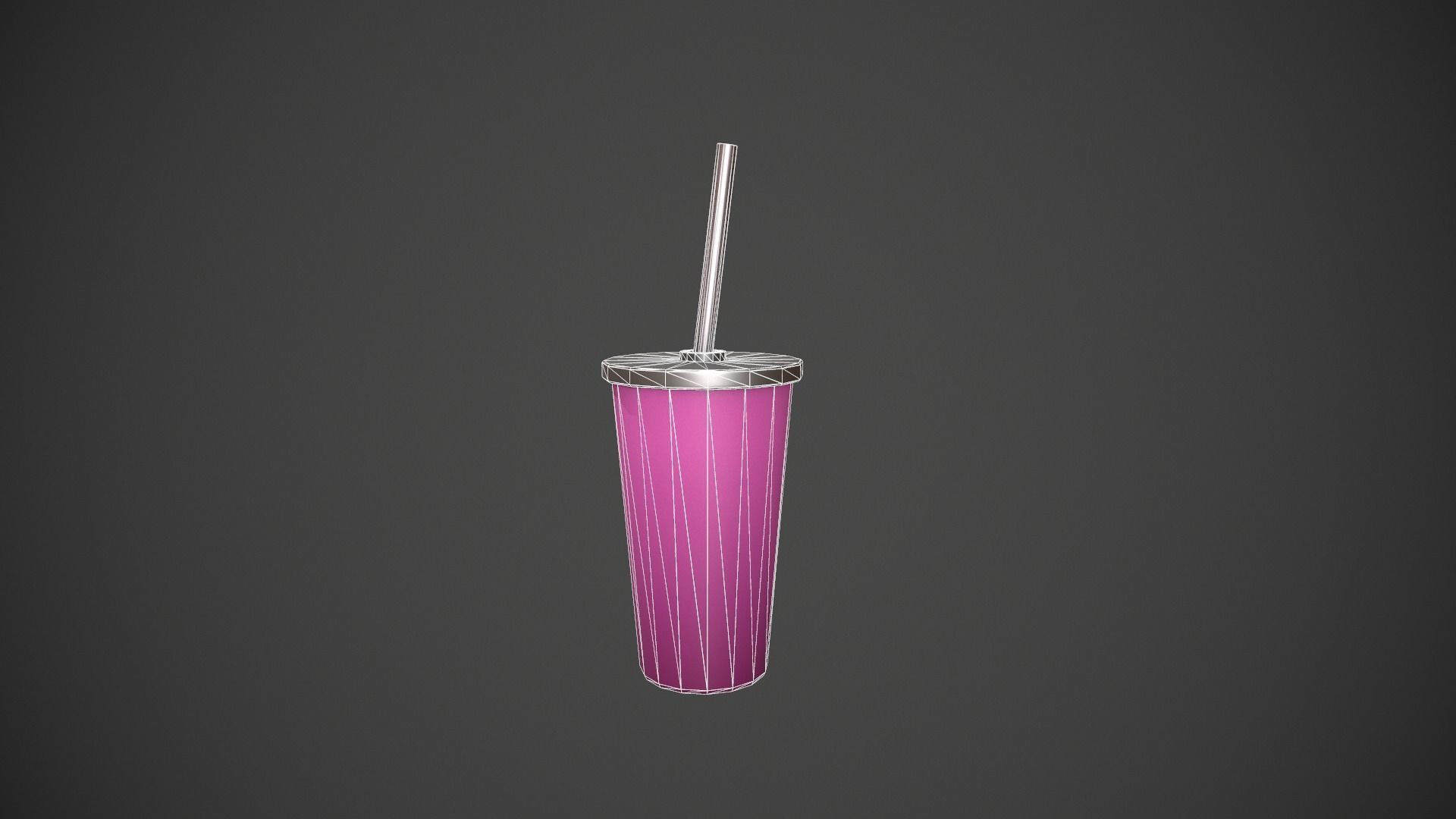Pink Tumbler with Straw Low-poly 3D model_18