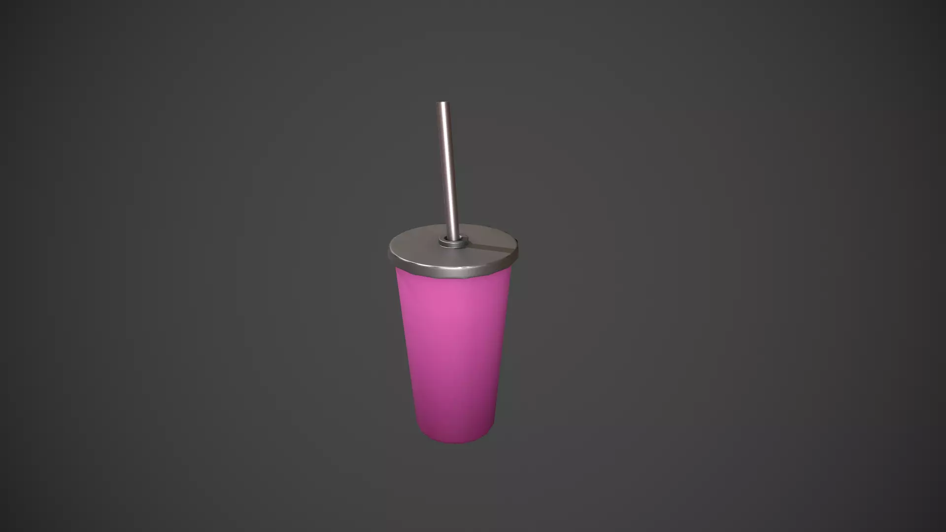 Pink Tumbler with Straw Low-poly 3D model_0