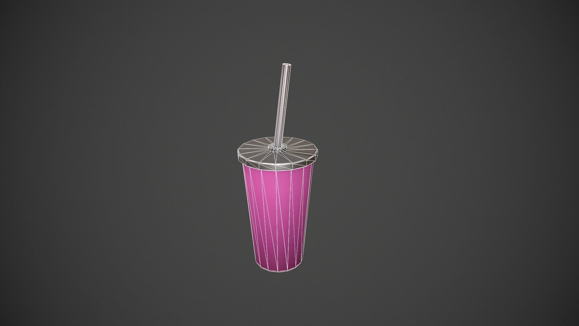Pink Tumbler with Straw Low-poly 3D model_14