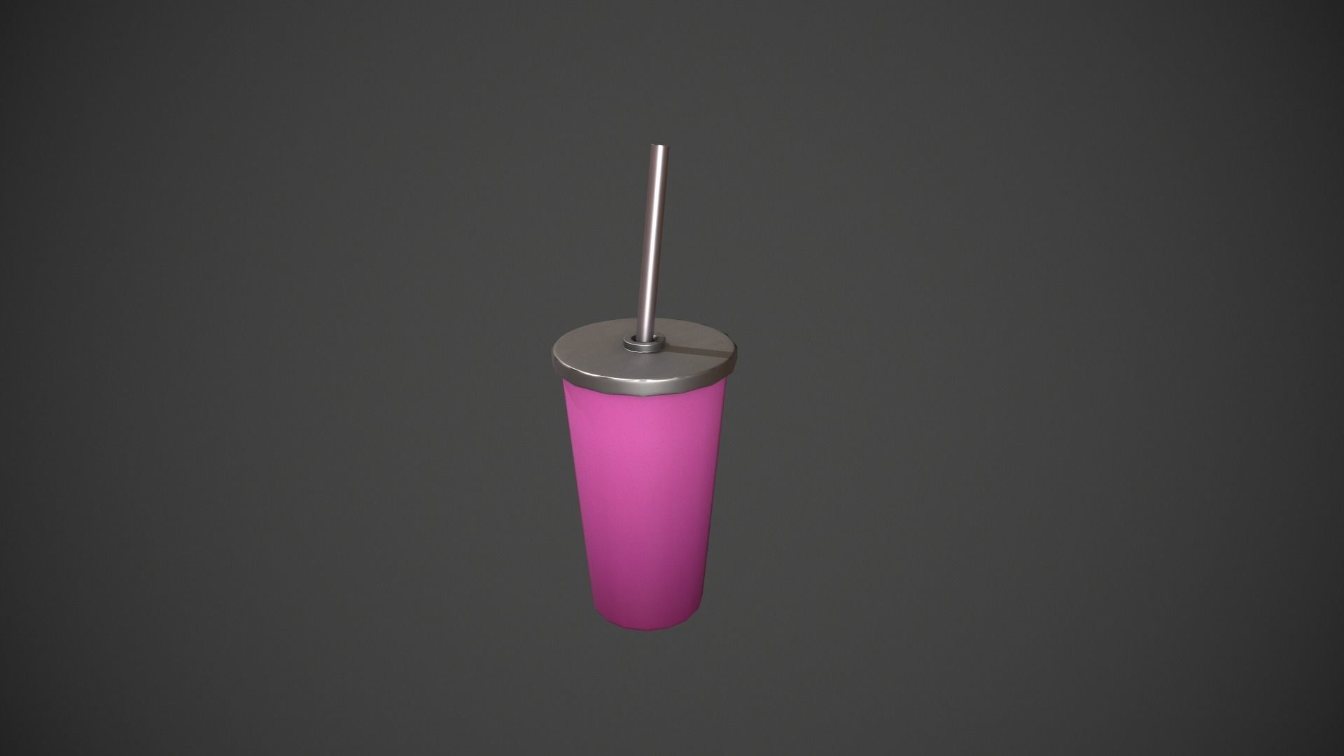Pink Tumbler with Straw Low-poly 3D model_7