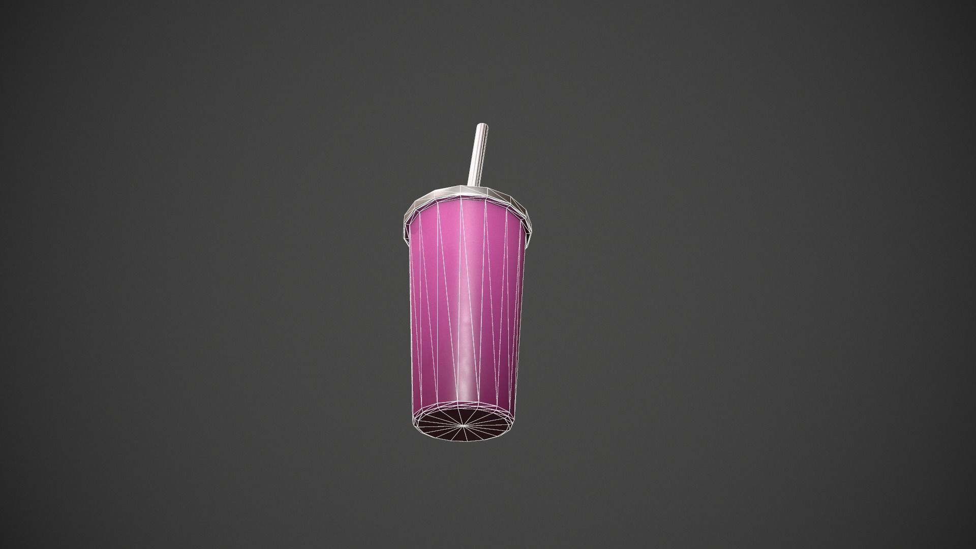 Pink Tumbler with Straw Low-poly 3D model_16