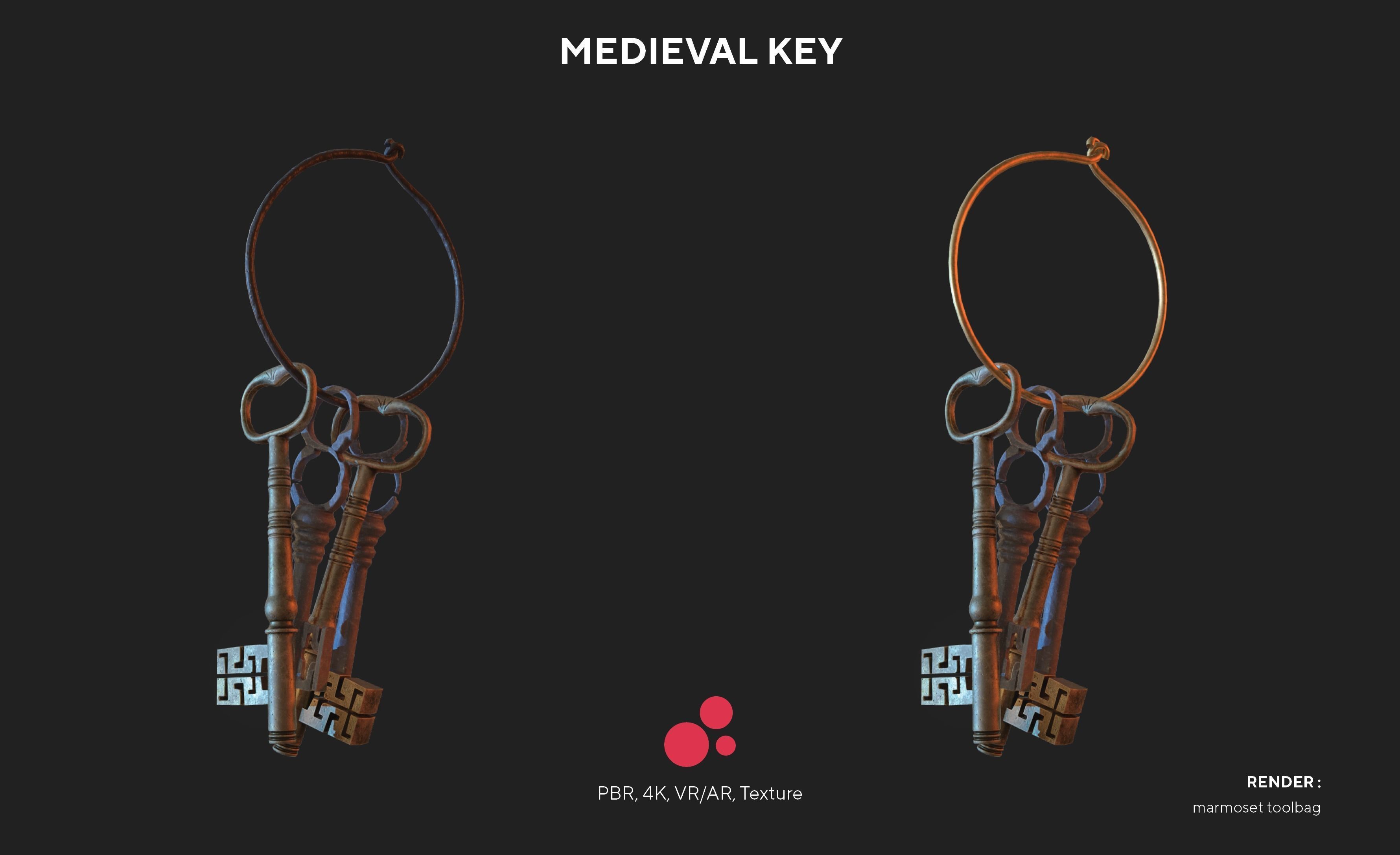 Medieval Keys Set 02 AR low-poly 3D model Low-poly 3D model_4