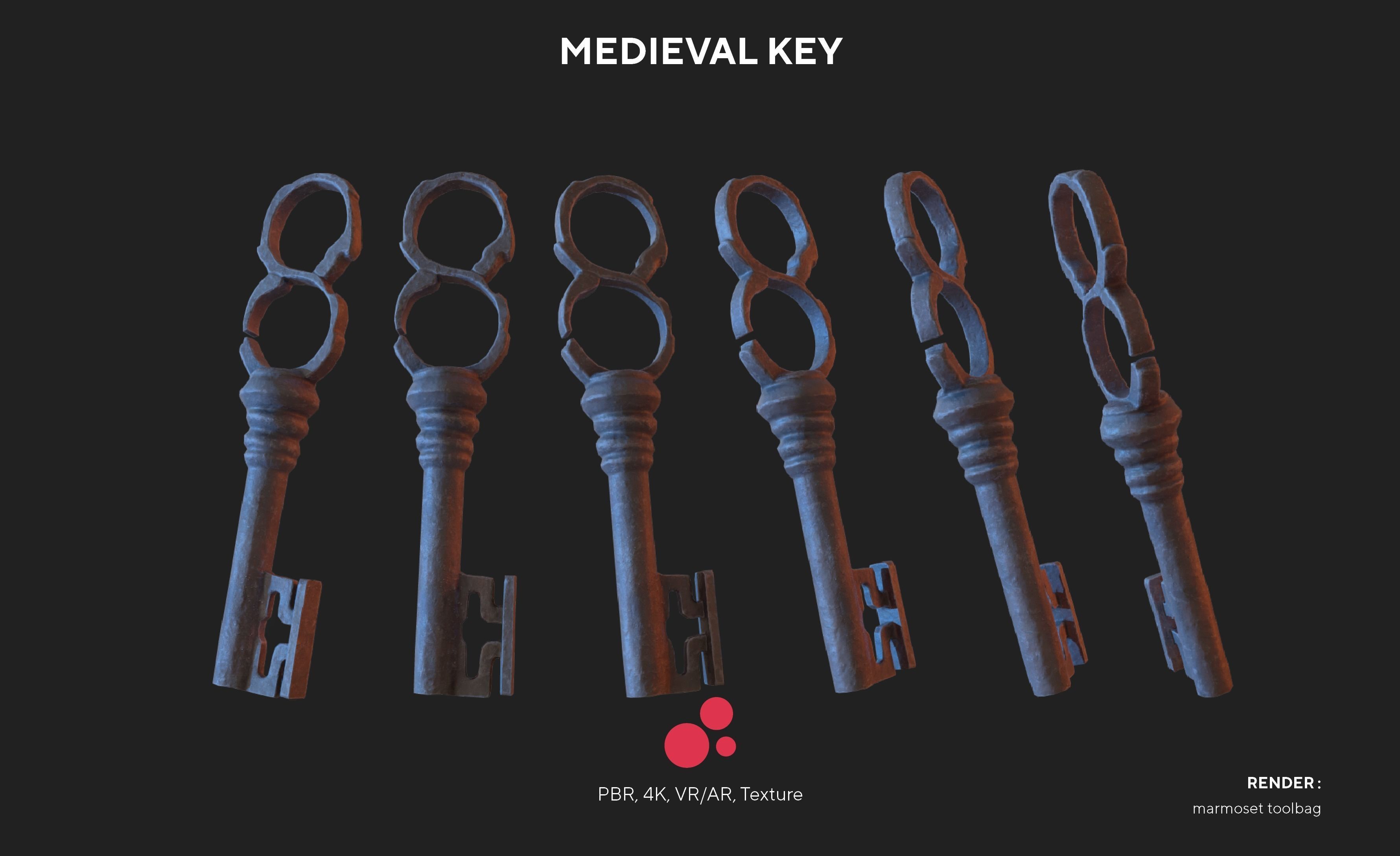 Medieval Keys Set 02 AR low-poly 3D model Low-poly 3D model_3