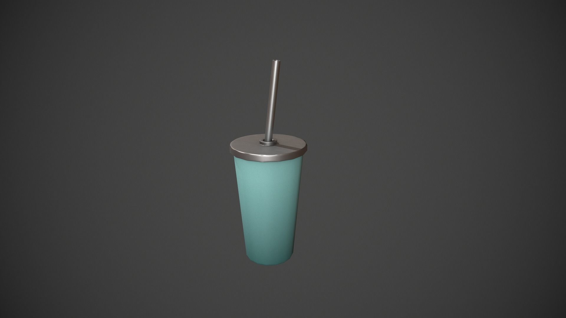 Teal Tumbler with Straw Low-poly 3D model_3