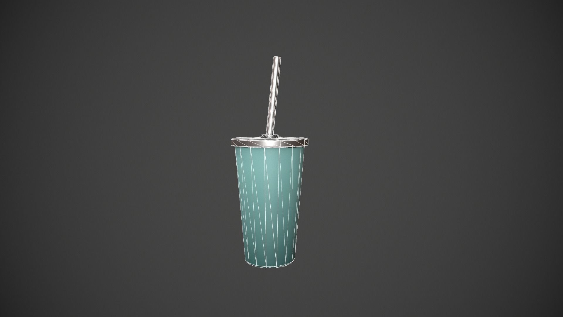 Teal Tumbler with Straw Low-poly 3D model_17