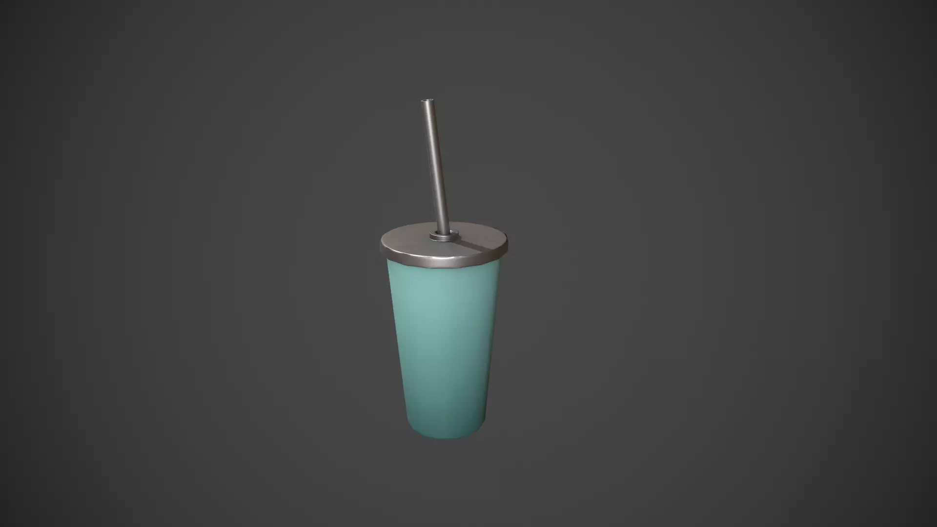 Teal Tumbler with Straw Low-poly 3D model_0