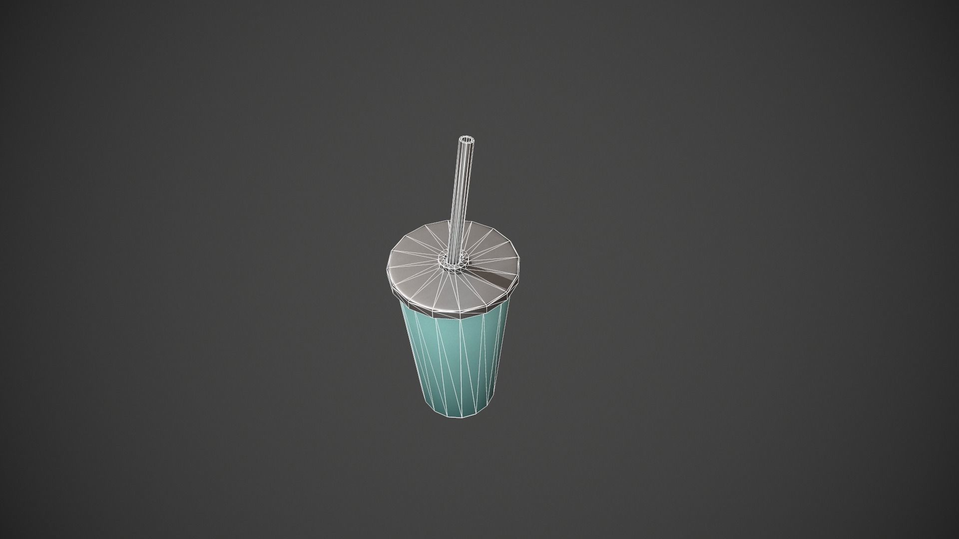 Teal Tumbler with Straw Low-poly 3D model_15