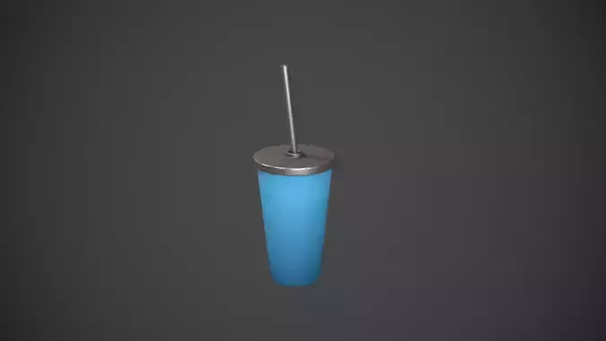 Blue Tumbler with Straw