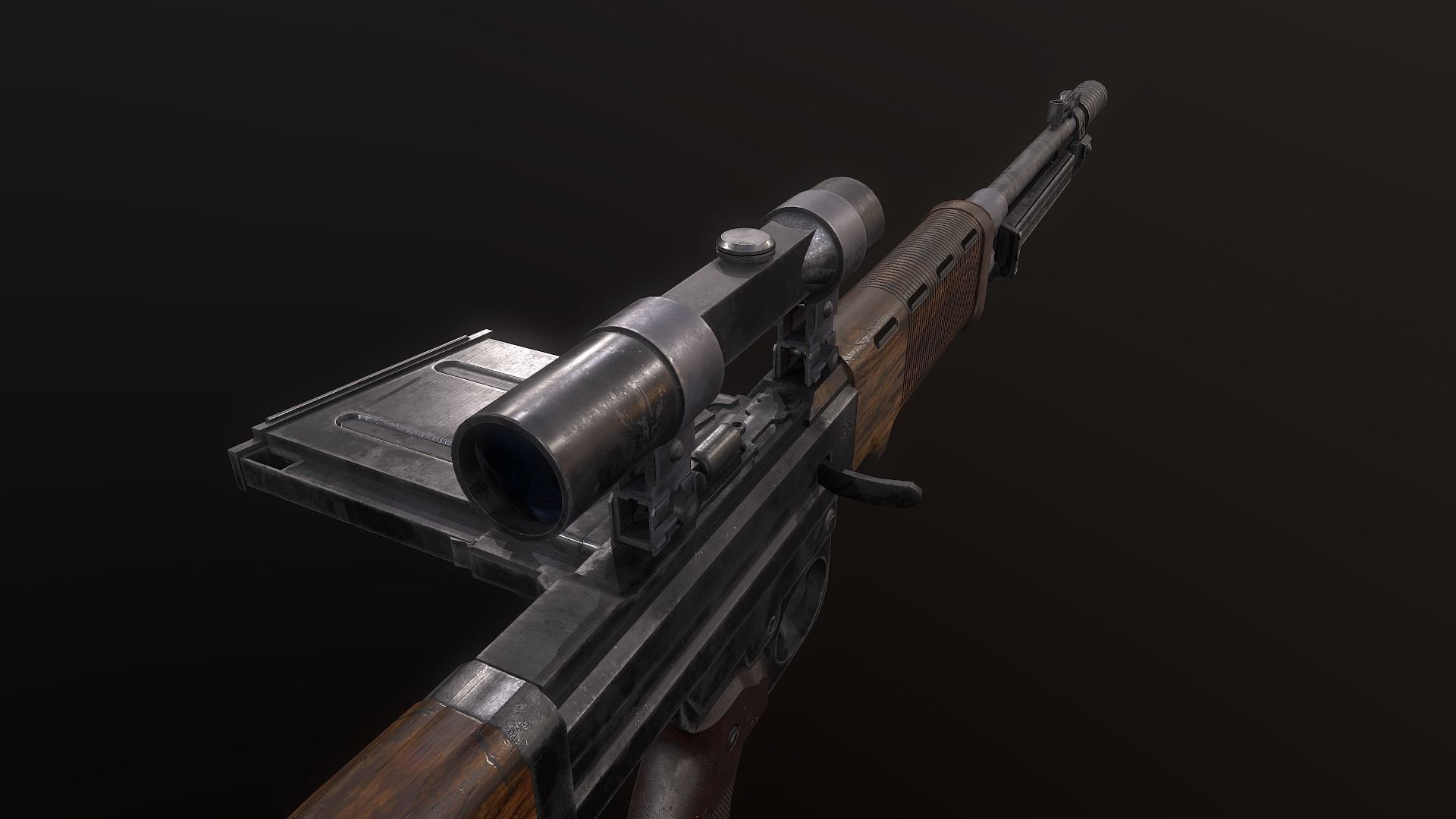 FG-42 German Rifle PBR  Low-poly 3D model_5