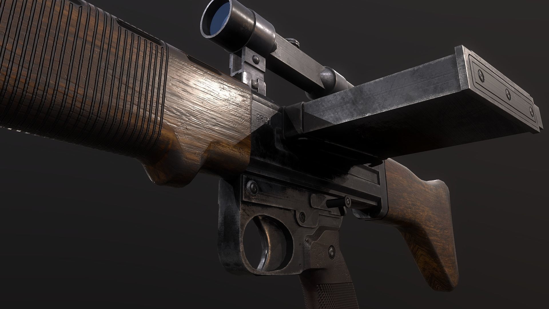 FG-42 German Rifle PBR  Low-poly 3D model_4