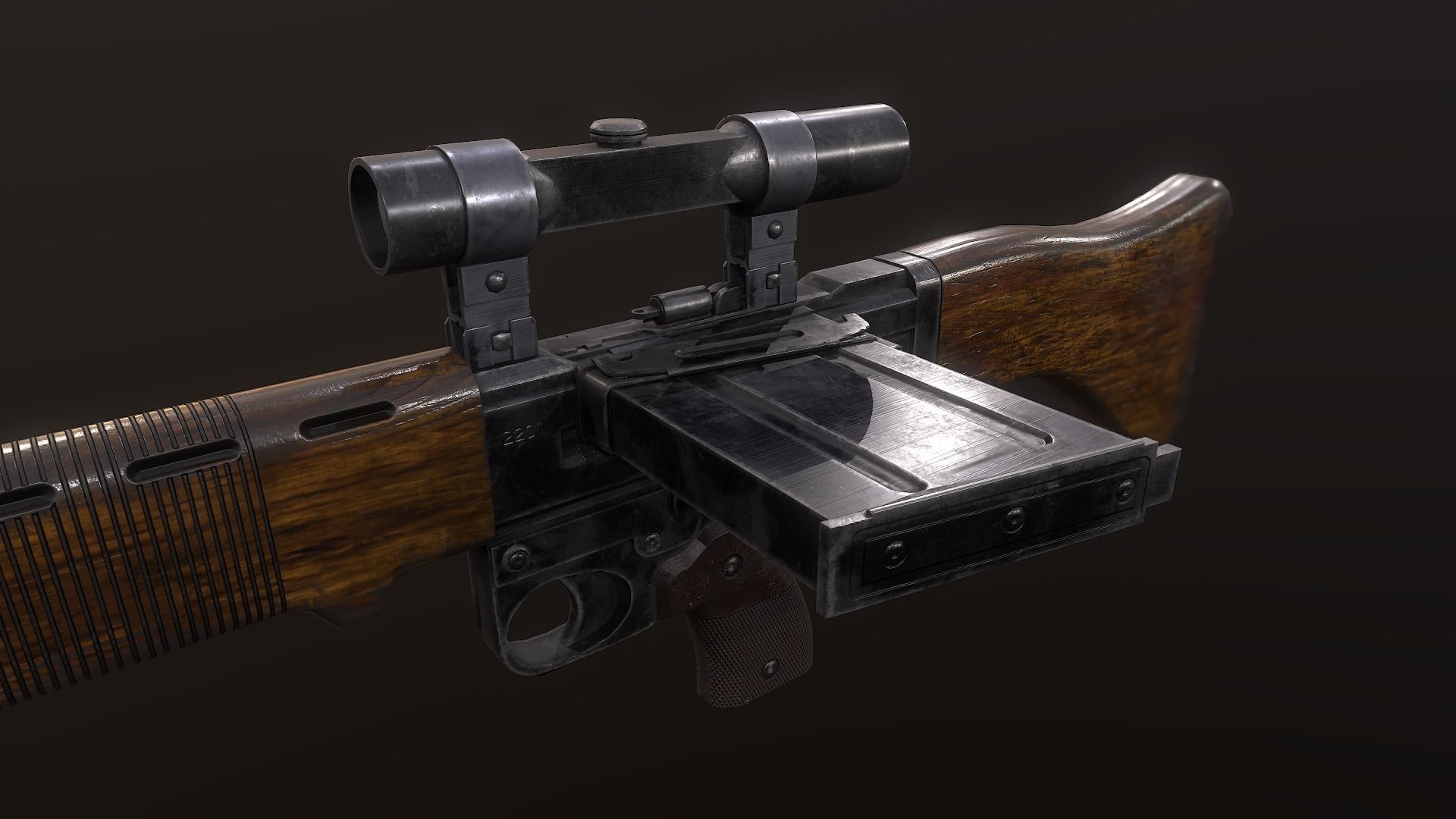 FG-42 German Rifle PBR  Low-poly 3D model_1