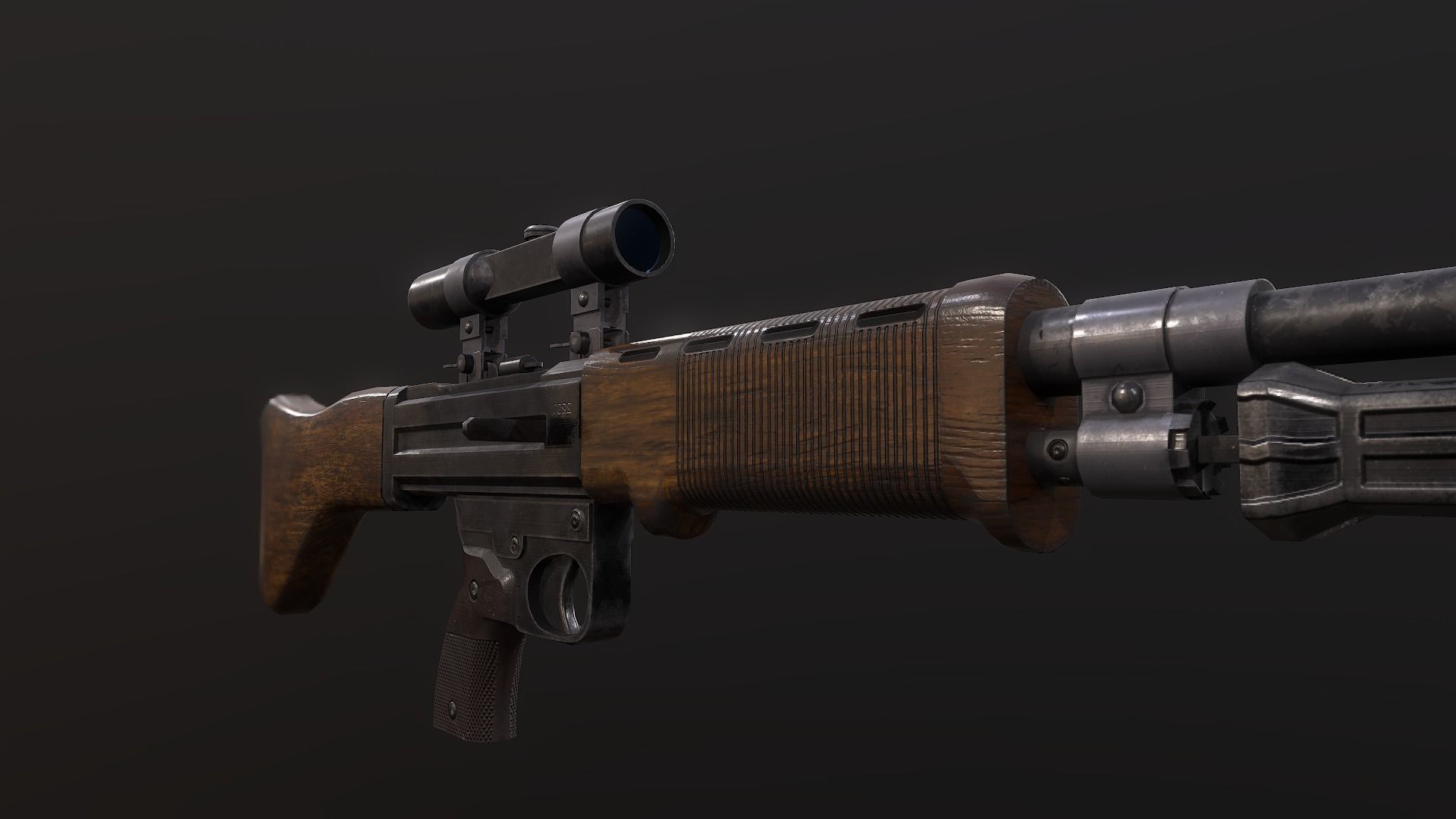 FG-42 German Rifle PBR  Low-poly 3D model_2