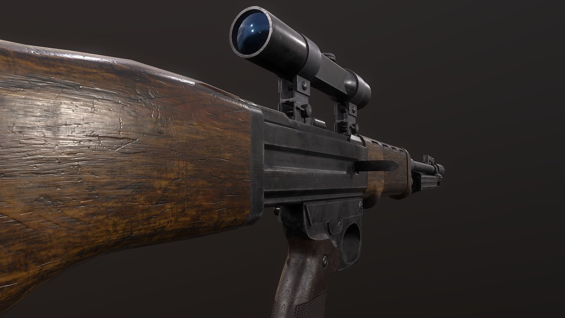 FG-42 German Rifle PBR  Low-poly 3D model_6
