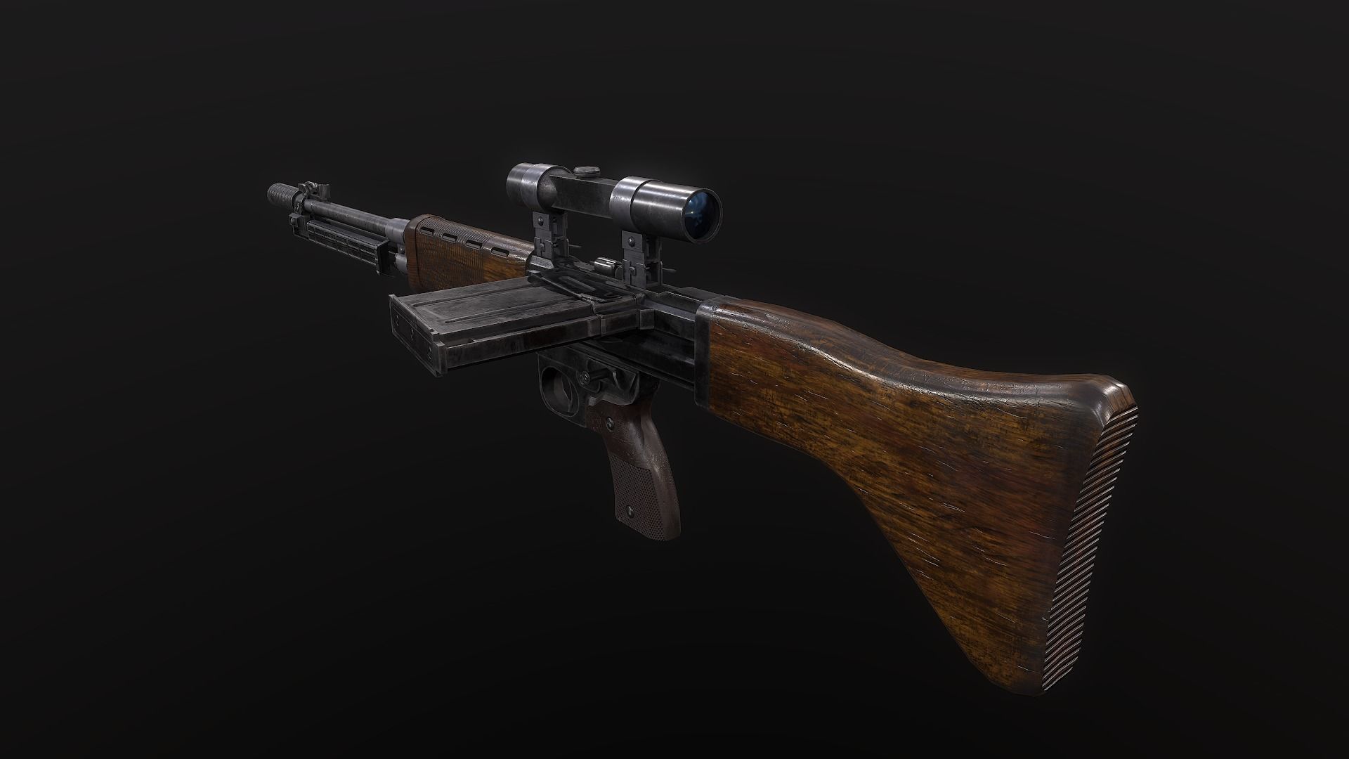 FG-42 German Rifle PBR  Low-poly 3D model_3