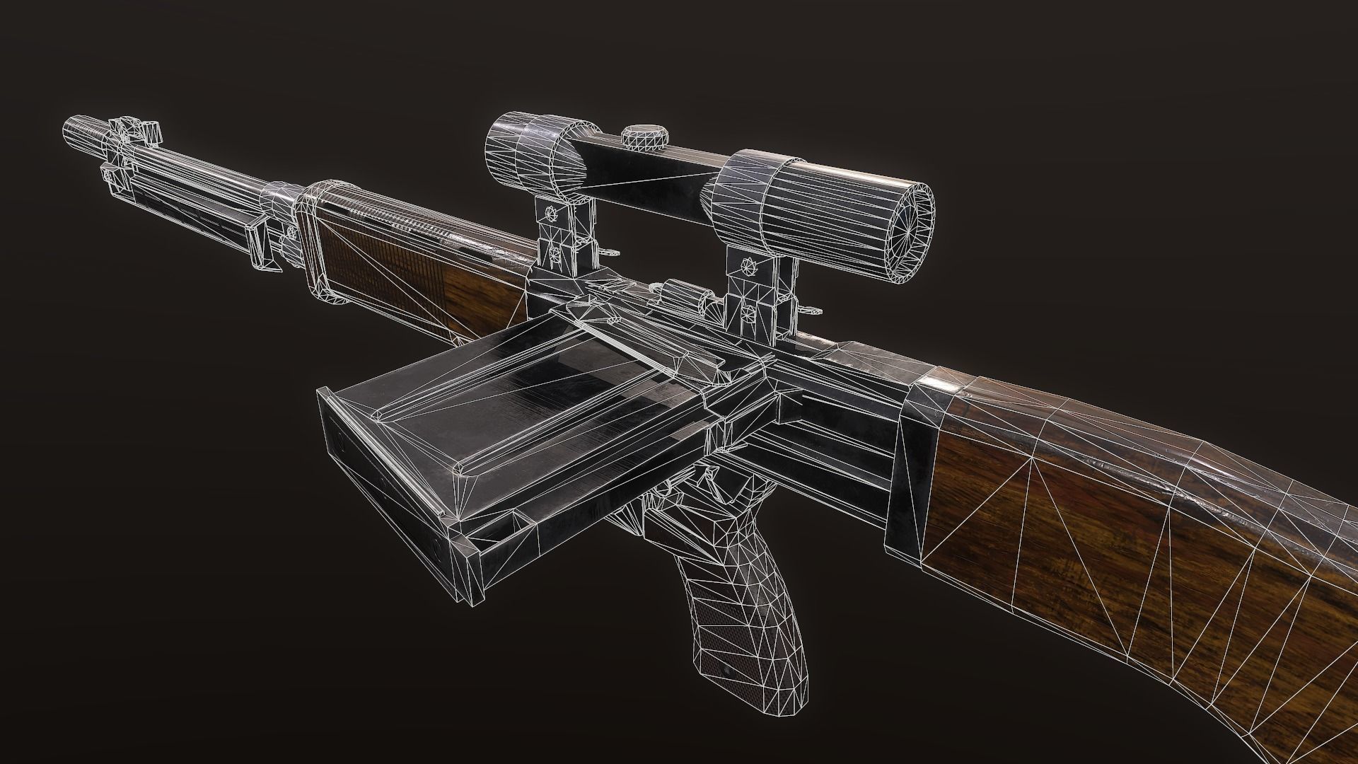 FG-42 German Rifle PBR  Low-poly 3D model_7