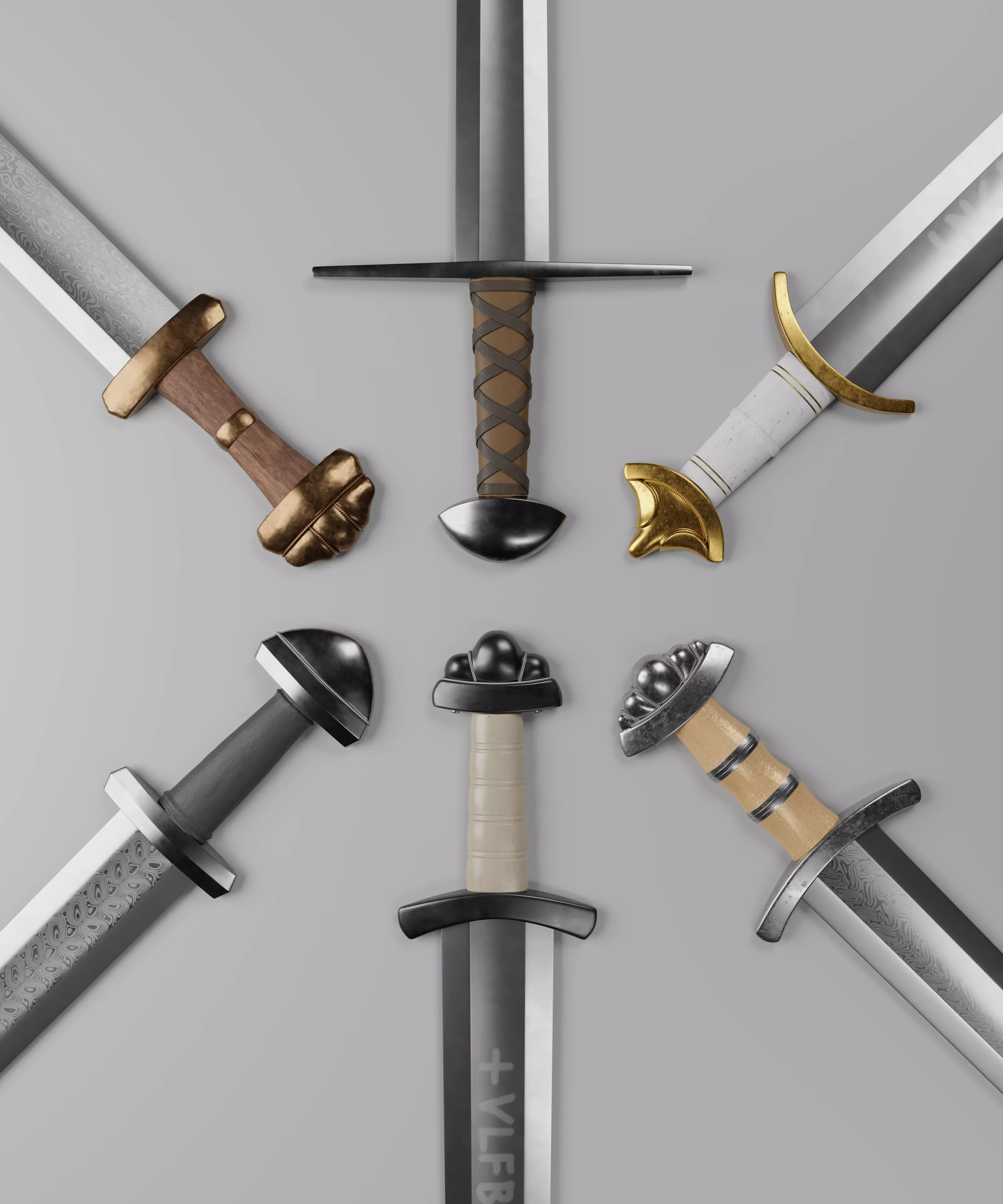 Viking Swords Low-poly 3D model_0