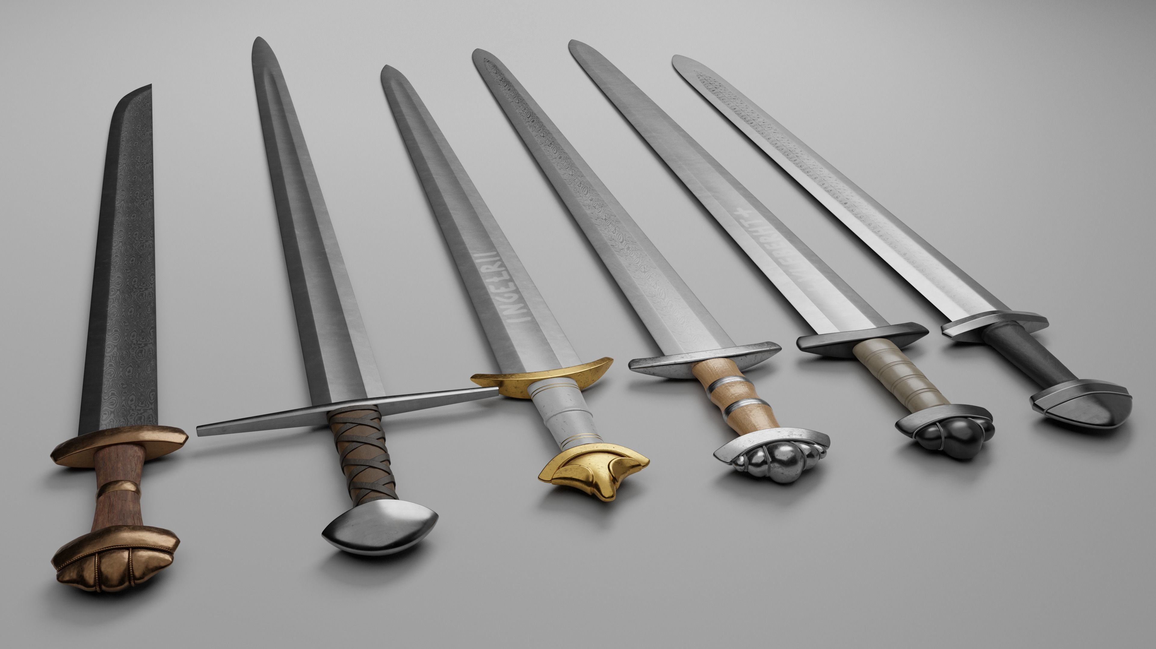 Viking Swords Low-poly 3D model_1