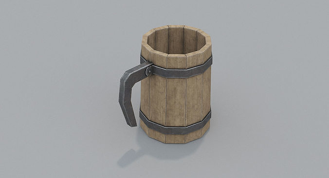 Wooden Mug PBR Low-poly 3D model