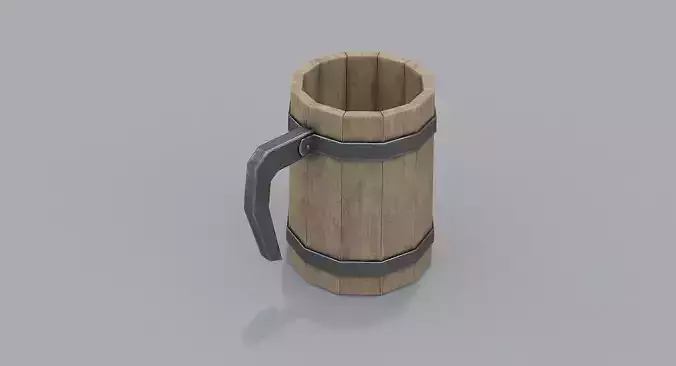 Wooden Mug PBR Low-poly 3D model