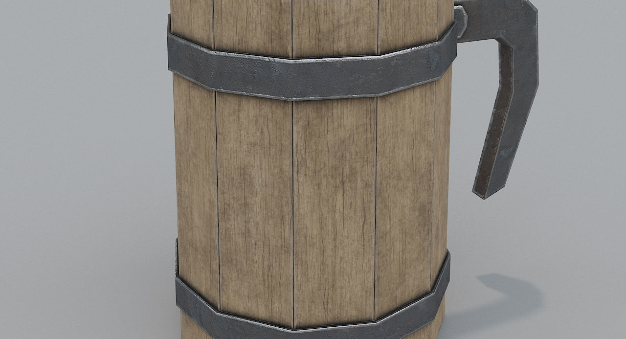 Wooden Mug PBR Low-poly 3D model_3
